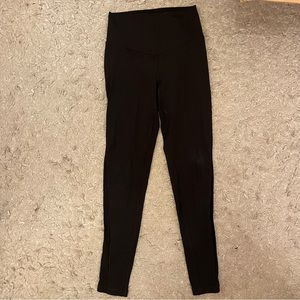 Aerie Black Offline Leggings with Sheer Stipe on Bottom